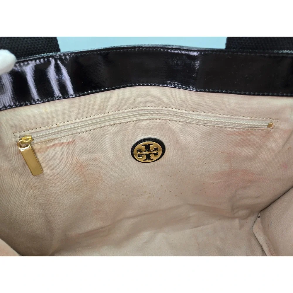 Tory Burch Black Patent Leather Tote Bag‎ Purse Shoulder Bag